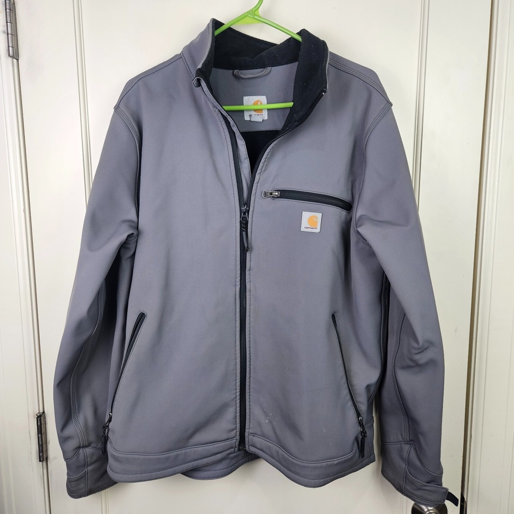 Carhartt Men's Softshell Jacket Gray Size L Fleece Lined 102199 022